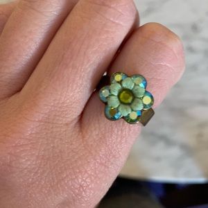 Michal Negrin green Swarovski crystal ring j crew